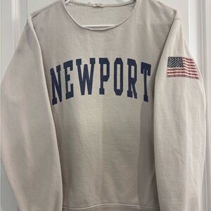 Pacsun “John Galt”  - Newport Cream Crewneck Sweater with Flag Accent